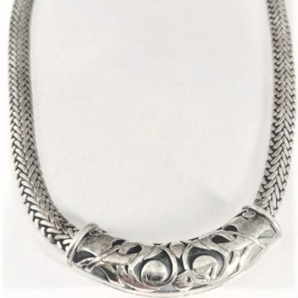 Paquette Choker Silver Necklace with Cloissone Filigree